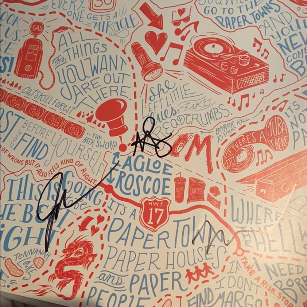 signed poster by Paper Towns cast